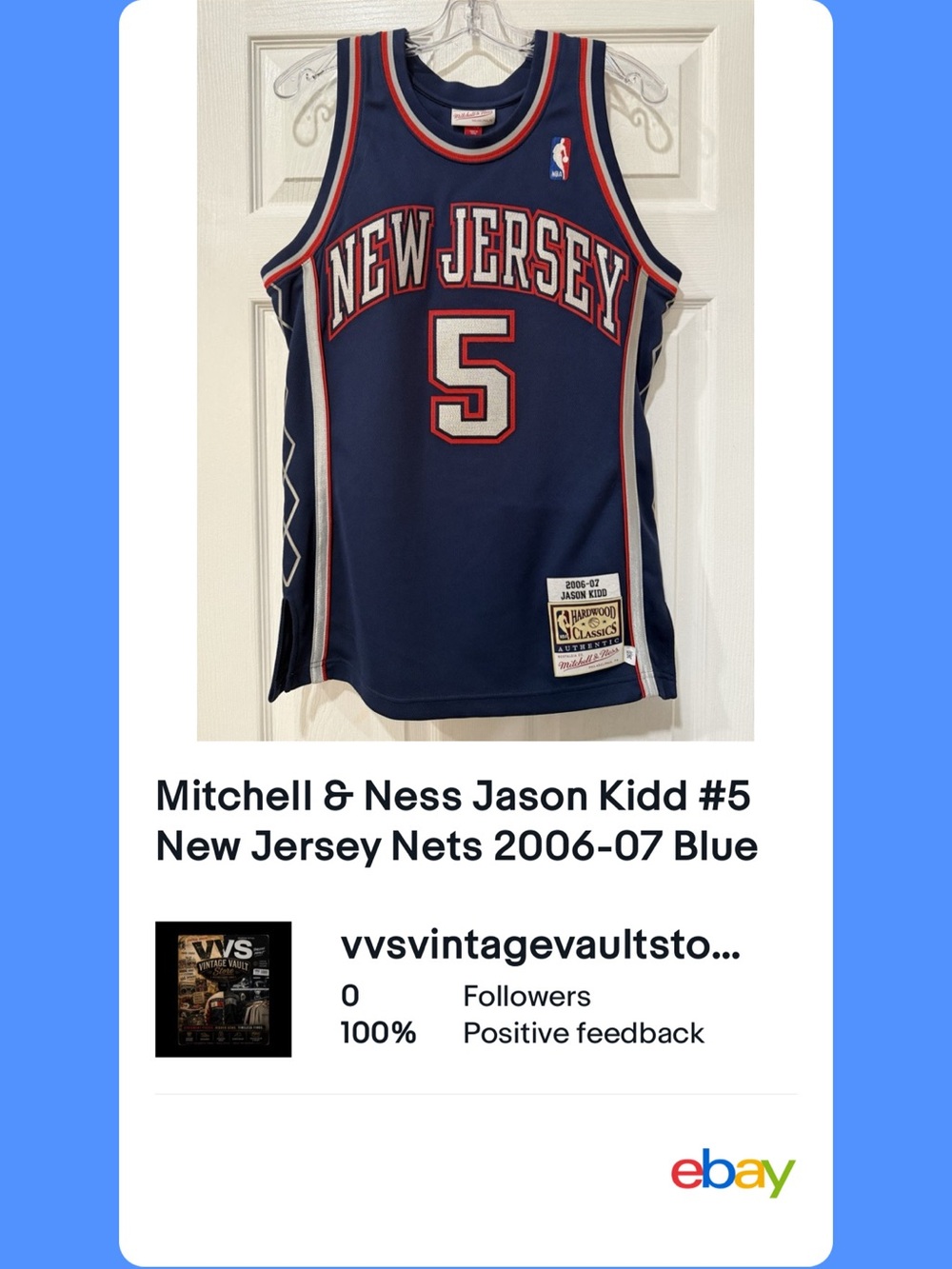 Mitchell & Ness New Jersey Nets Jason Kidd #5 Basketball Jersey